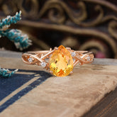 Luxury Vintage 4-Prong Pear-Cut Citrine Engagement Ring